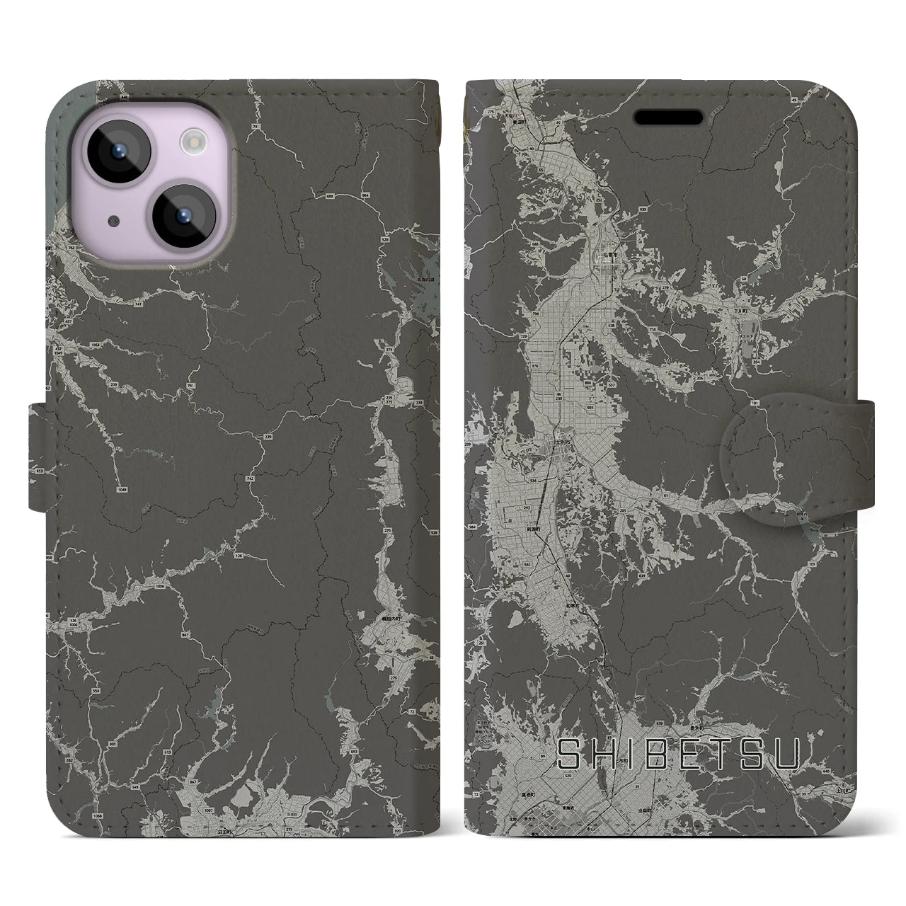 【士別(北海道)】地図柄iPhoneケース(手帳タイプ)