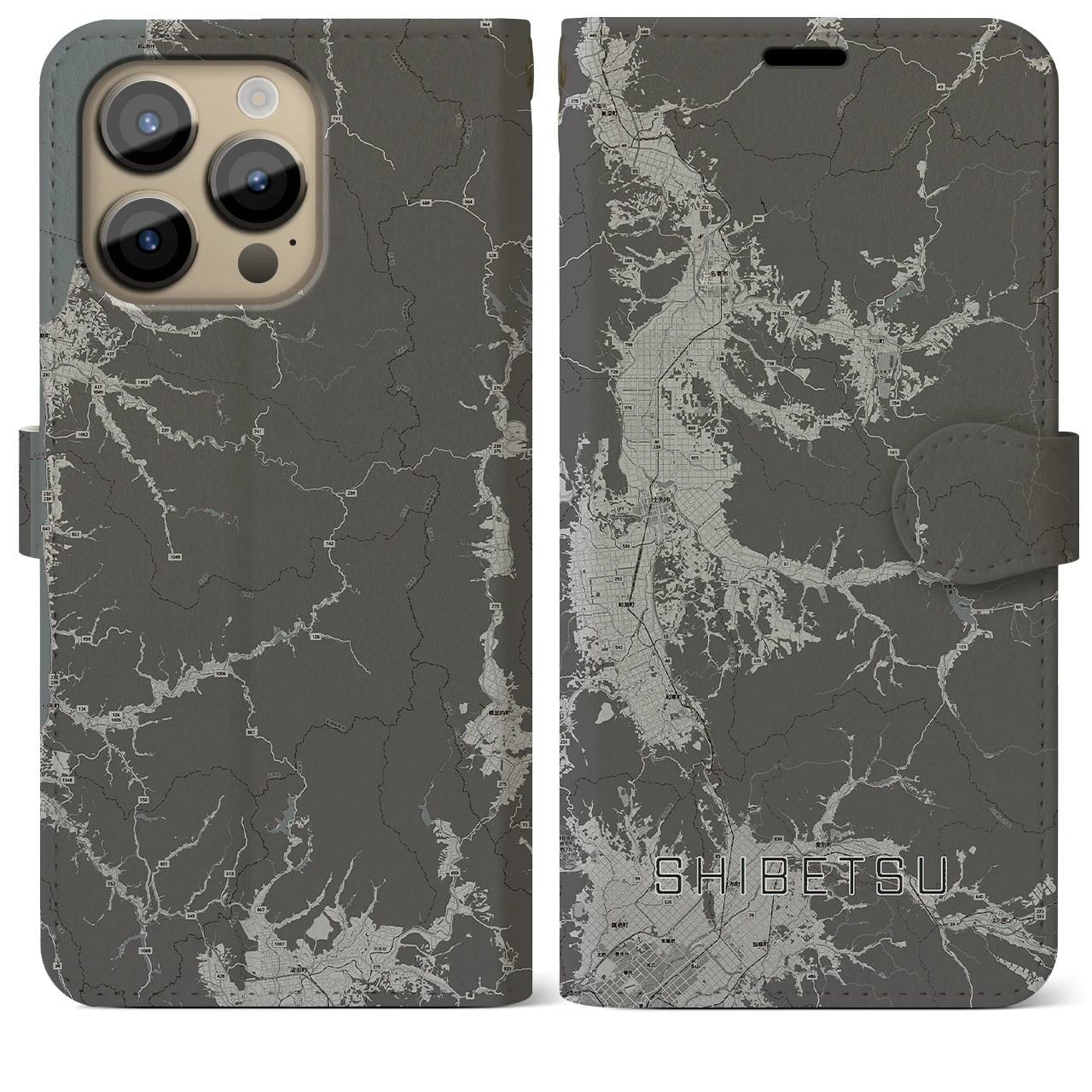 【士別(北海道)】地図柄iPhoneケース(手帳タイプ)