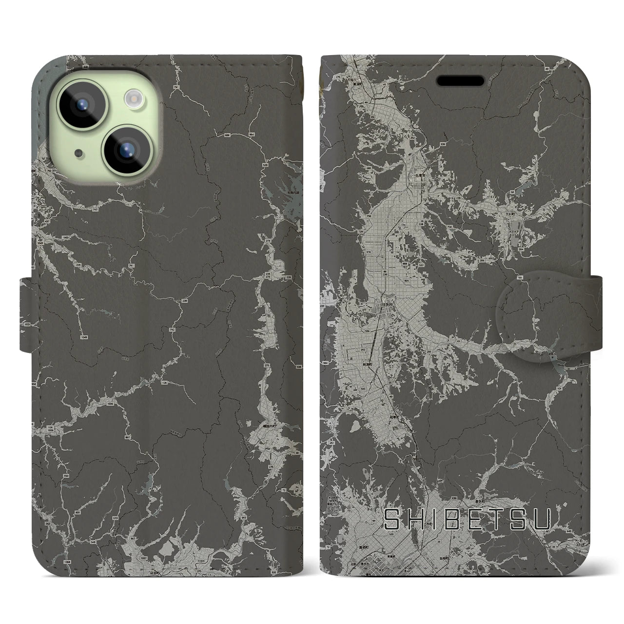 【士別(北海道)】地図柄iPhoneケース(手帳タイプ)