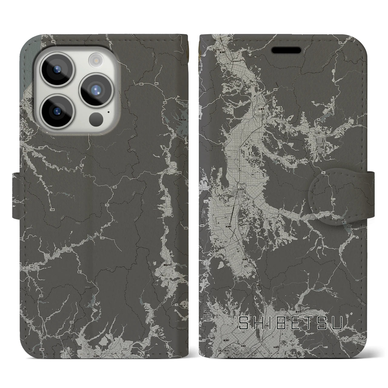 【士別(北海道)】地図柄iPhoneケース(手帳タイプ)