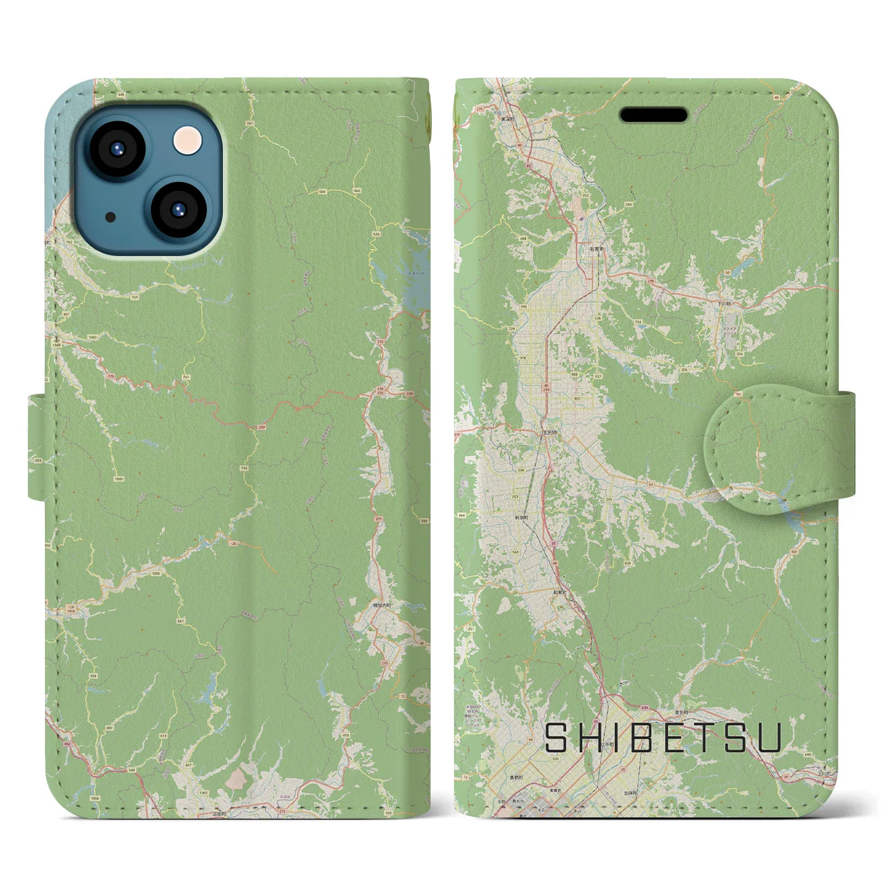 【士別(北海道)】地図柄iPhoneケース(手帳タイプ)ナチュラル・iPhone 13 用