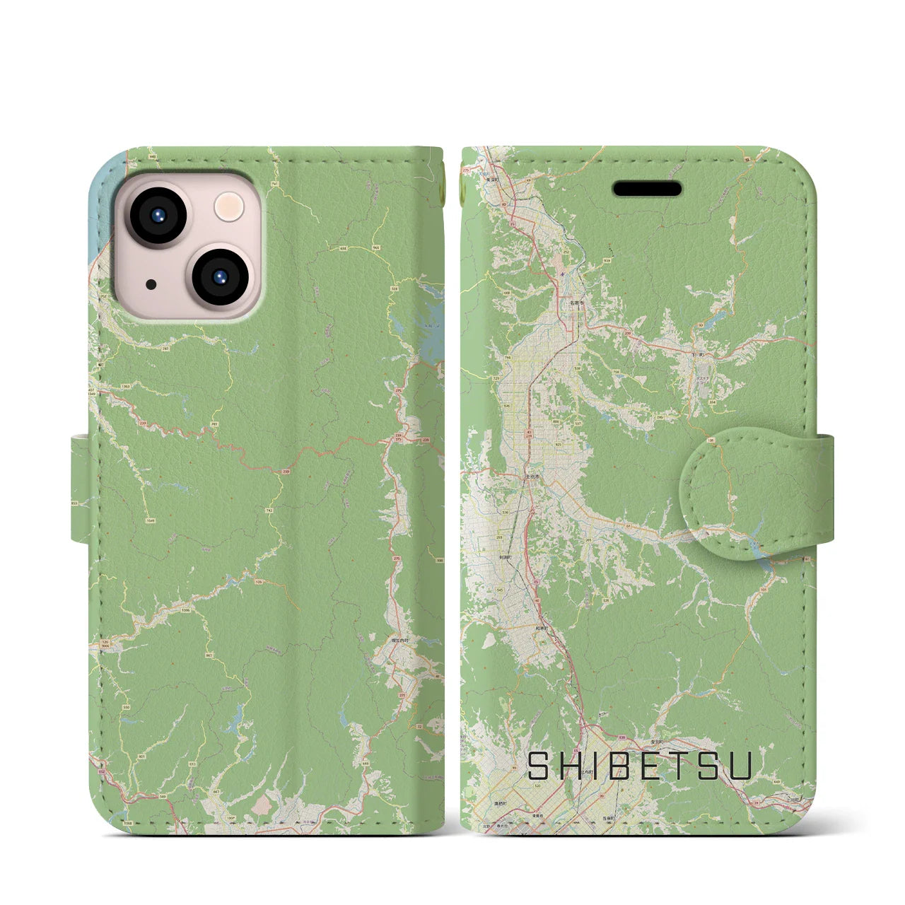 【士別(北海道)】地図柄iPhoneケース(手帳タイプ)ナチュラル・iPhone 13 mini 用