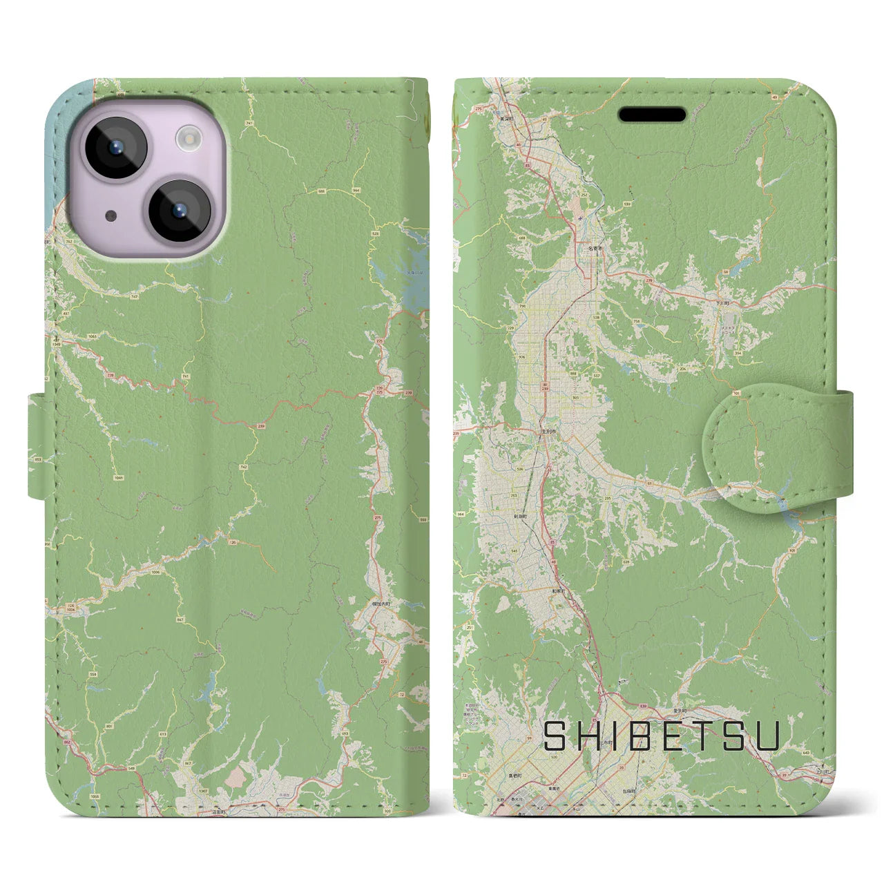 【士別(北海道)】地図柄iPhoneケース(手帳タイプ)ナチュラル・iPhone 14 用