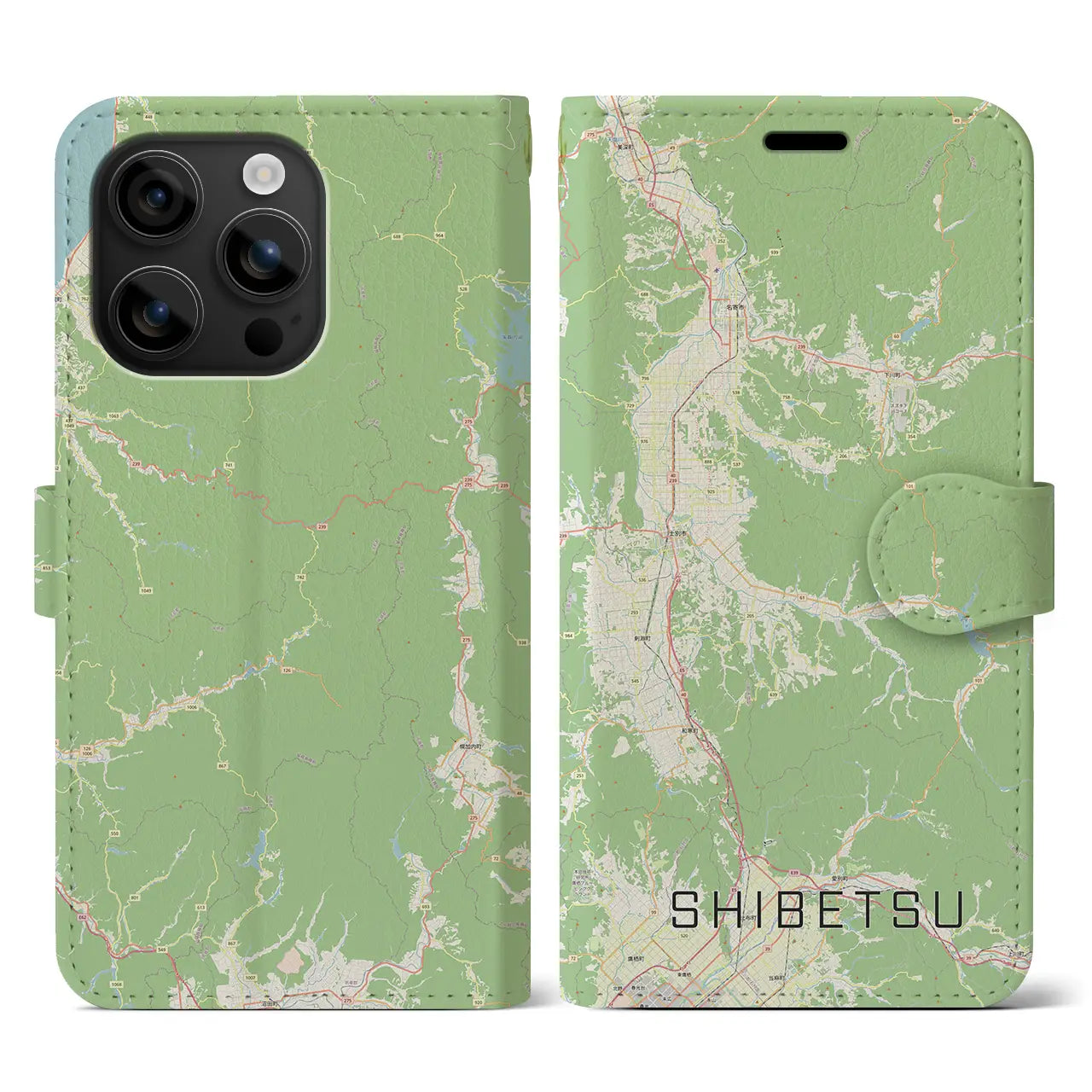 【士別(北海道)】地図柄iPhoneケース(手帳タイプ)ナチュラル・iPhone 16 用