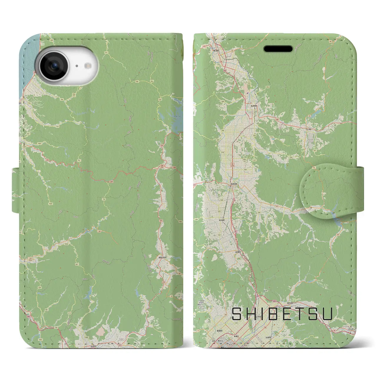 【士別(北海道)】地図柄iPhoneケース(手帳タイプ)