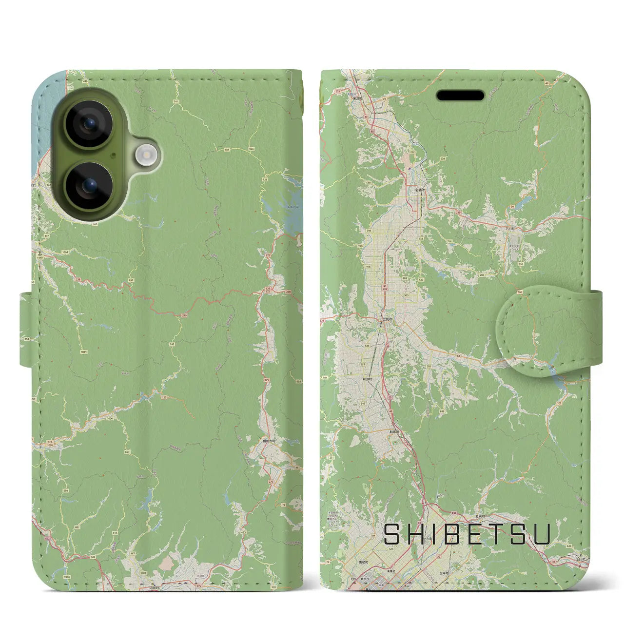 【士別(北海道)】地図柄iPhoneケース(手帳タイプ)