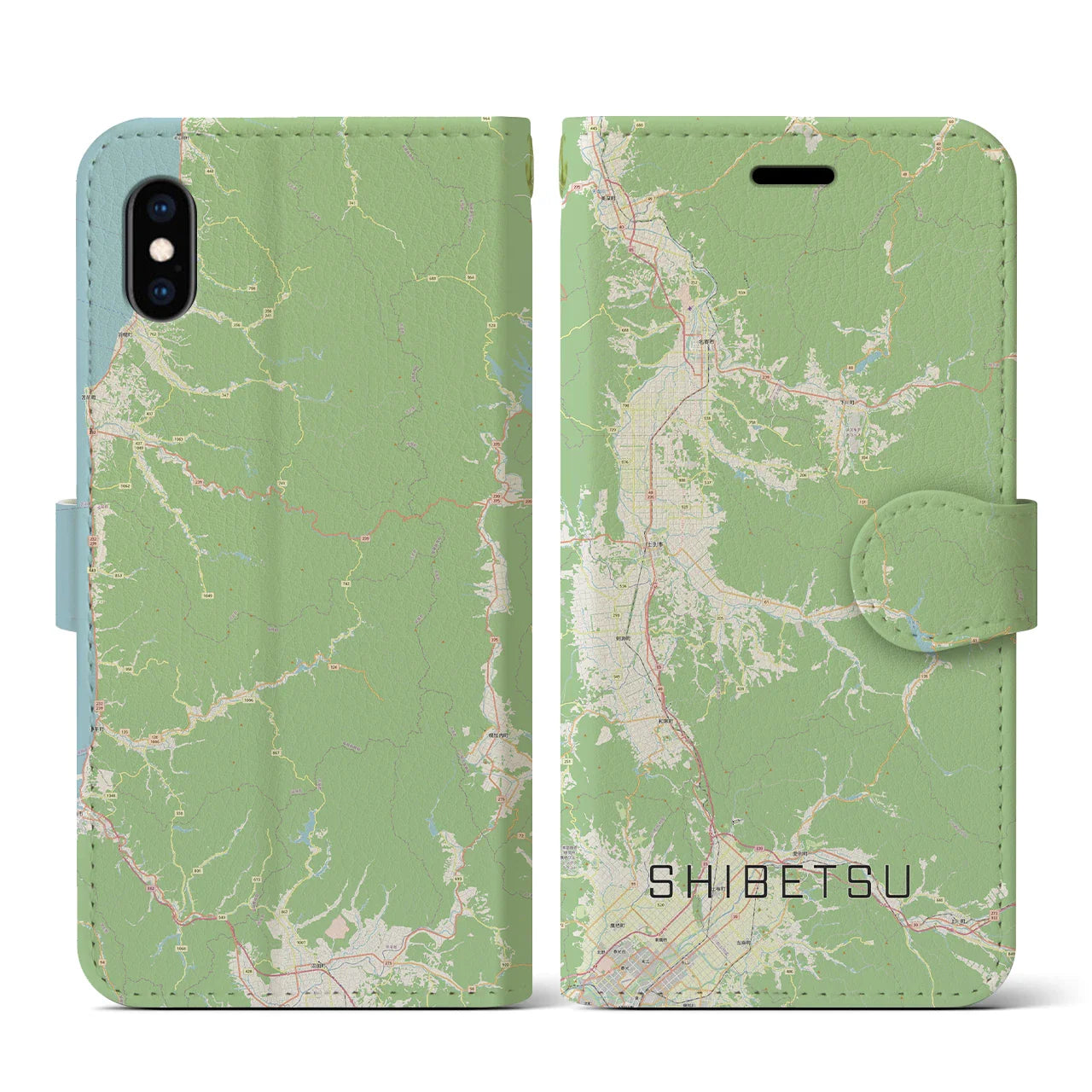 【士別(北海道)】地図柄iPhoneケース(手帳タイプ)ナチュラル・iPhone XS / X 用