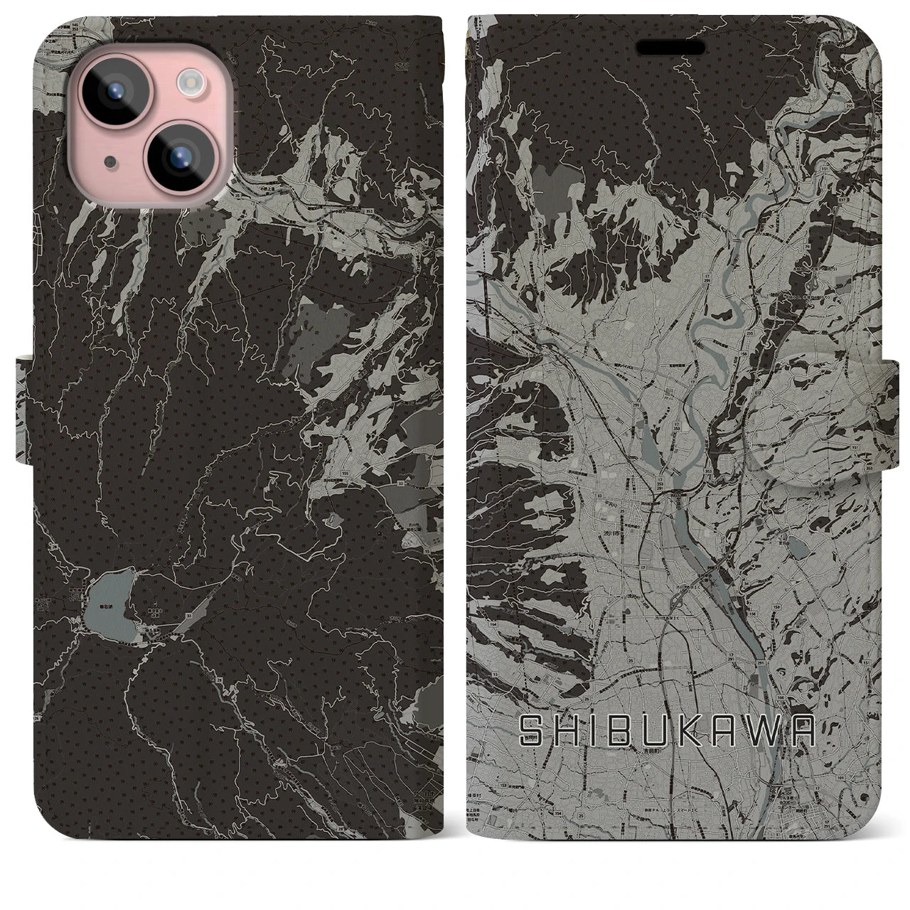 【渋川(群馬県)】地図柄iPhoneケース(手帳タイプ)