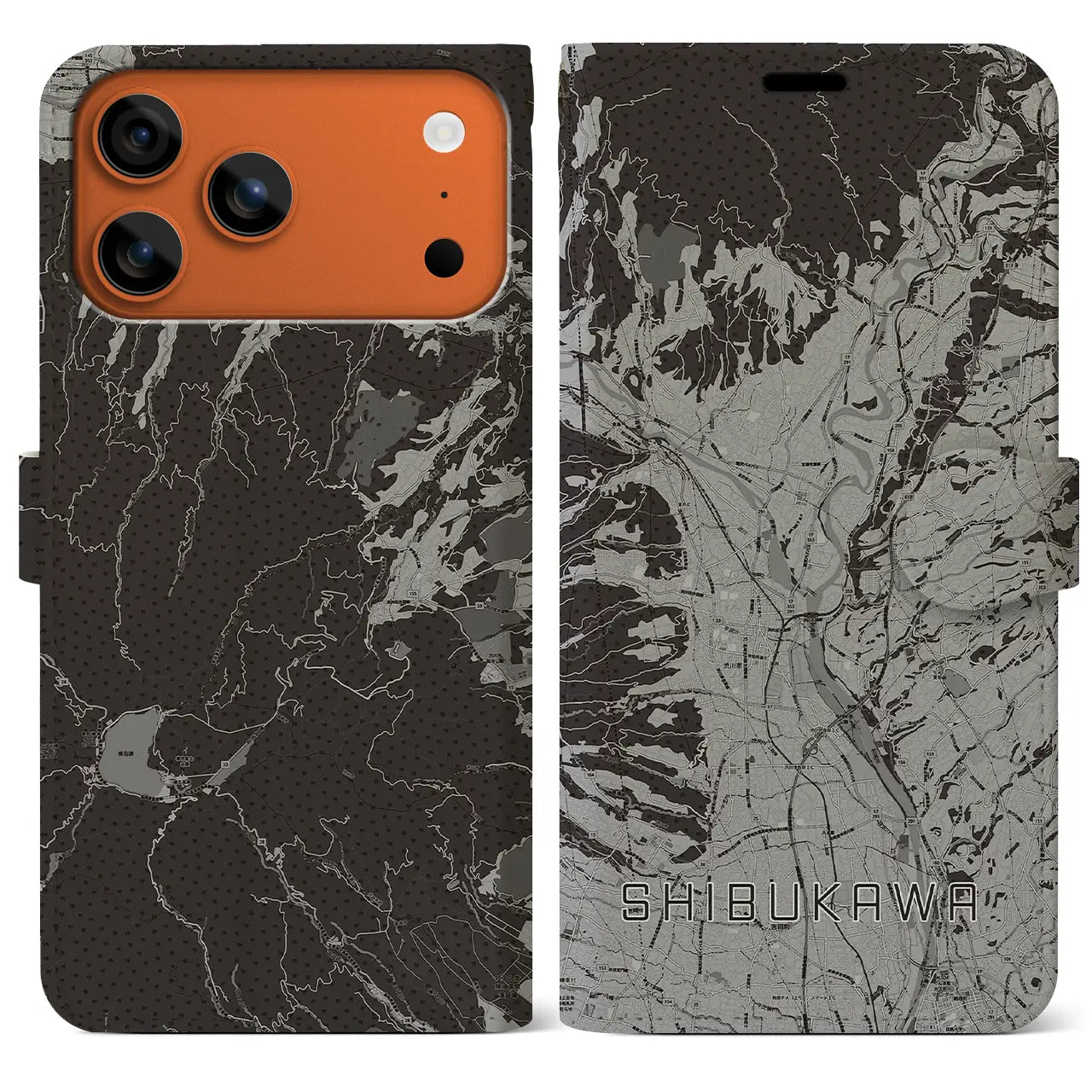 【渋川(群馬県)】地図柄iPhoneケース(手帳タイプ)