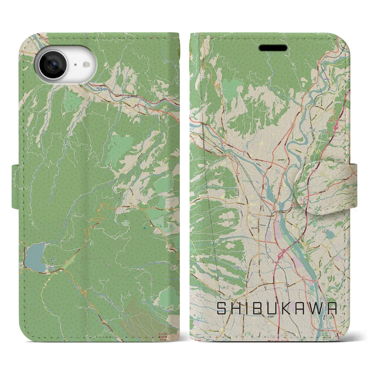 【渋川(群馬県)】地図柄iPhoneケース(手帳タイプ)