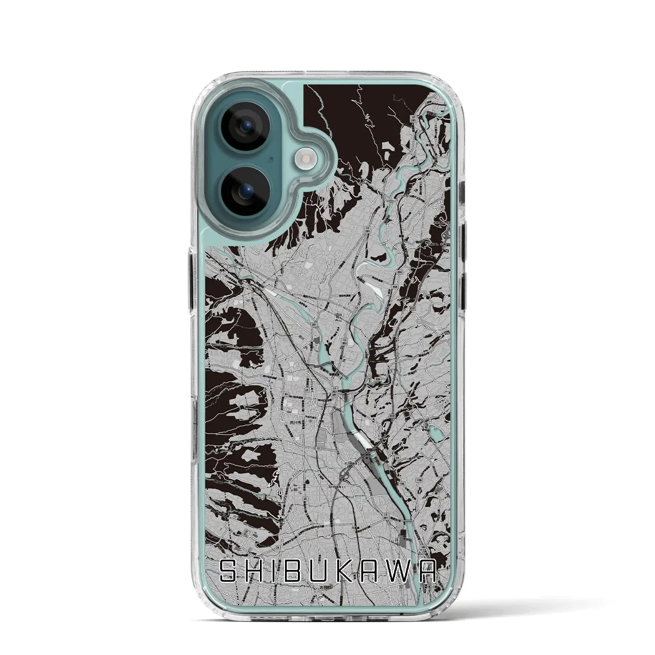 【渋川(群馬県)】地図柄iPhoneケース(MagSafeタイプ)モノトーン・iPhone 16 Pro 用