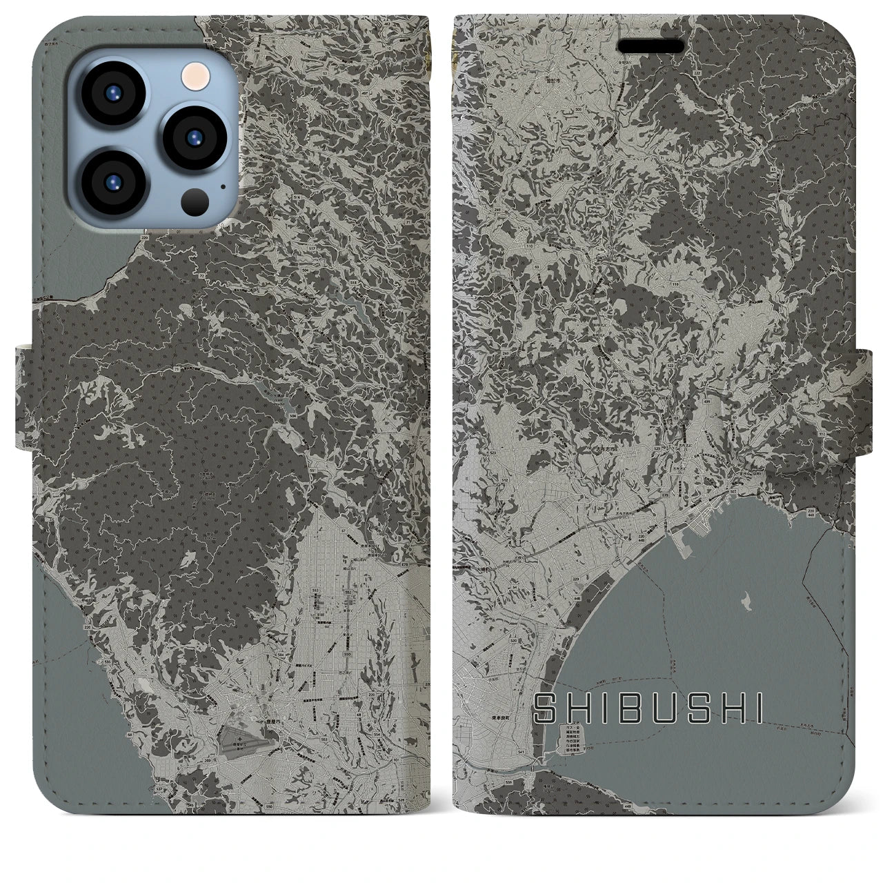 【志布志(鹿児島県)】地図柄iPhoneケース(手帳タイプ)