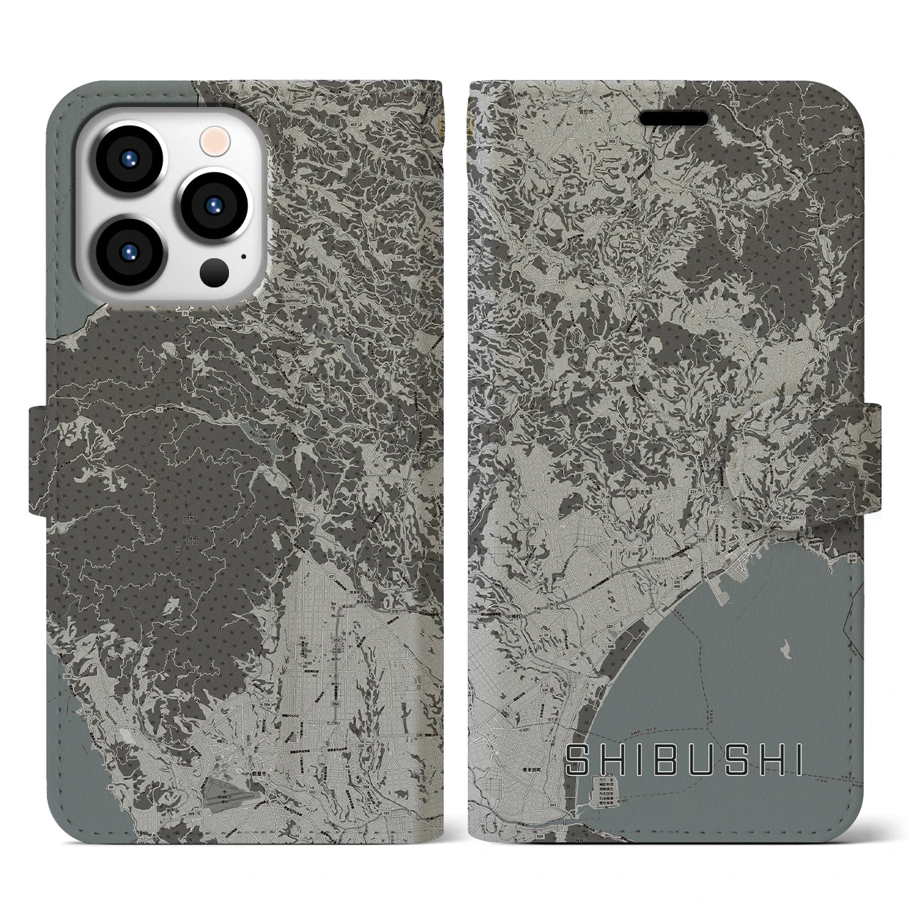 【志布志(鹿児島県)】地図柄iPhoneケース(手帳タイプ)