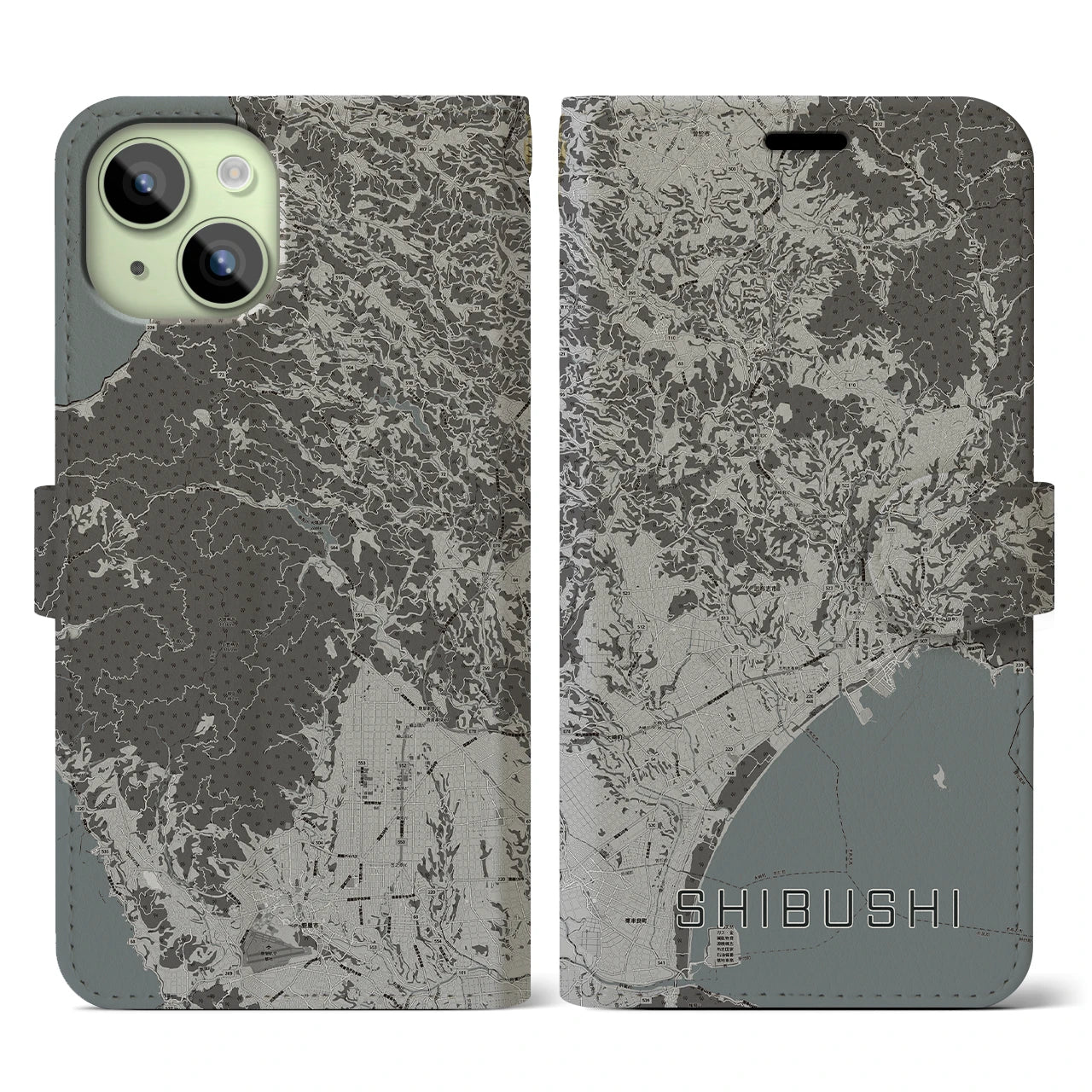 【志布志(鹿児島県)】地図柄iPhoneケース(手帳タイプ)