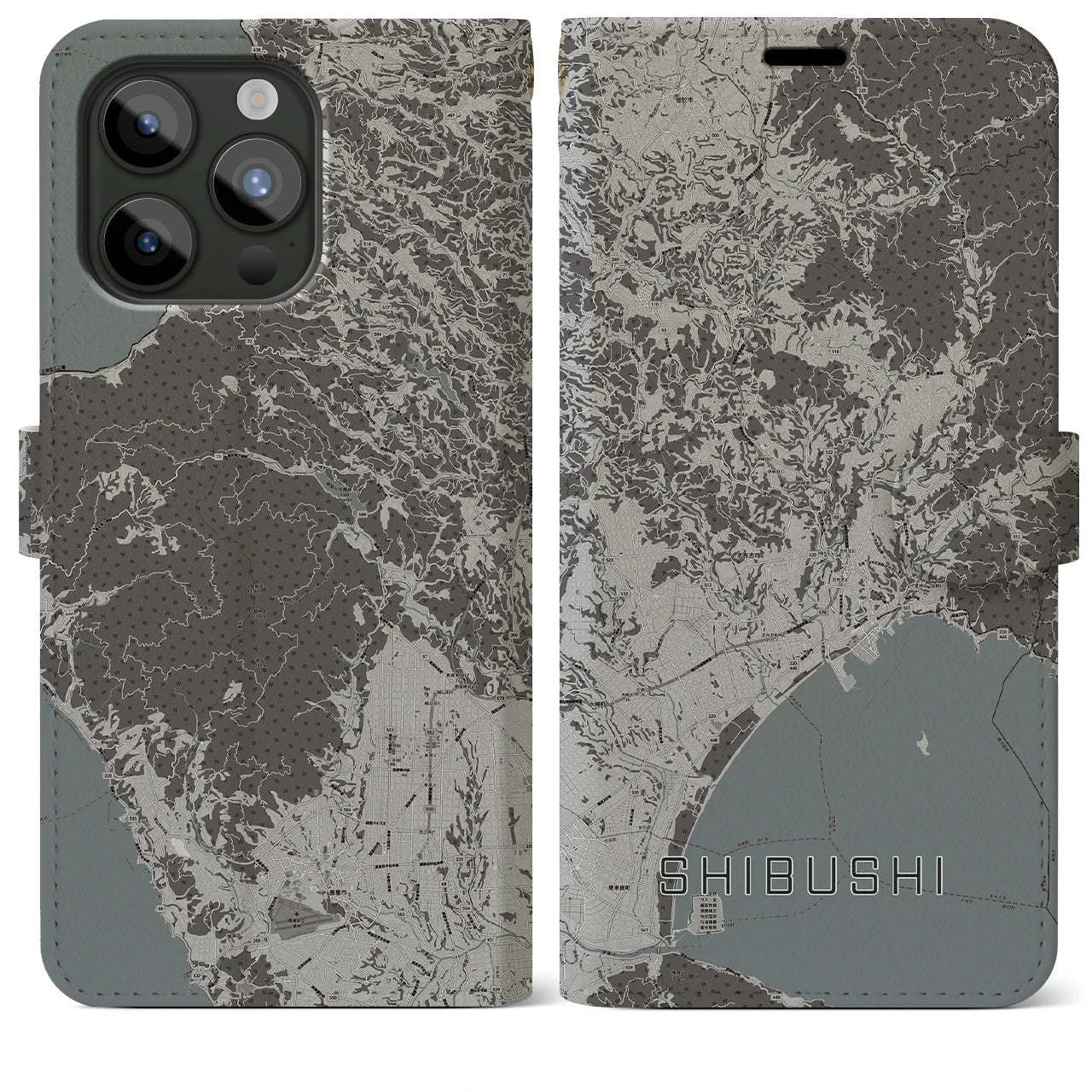 【志布志(鹿児島県)】地図柄iPhoneケース(手帳タイプ)