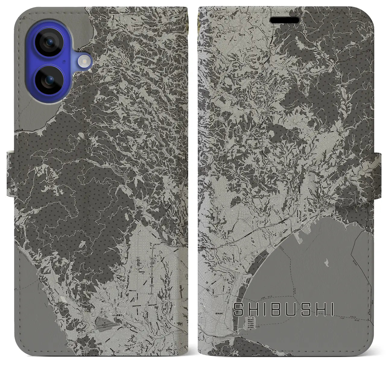 【志布志(鹿児島県)】地図柄iPhoneケース(手帳タイプ)