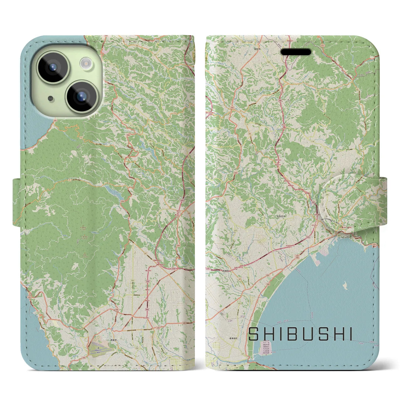【志布志(鹿児島県)】地図柄iPhoneケース(手帳タイプ)