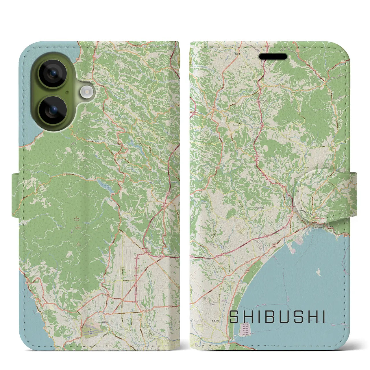 【志布志(鹿児島県)】地図柄iPhoneケース(手帳タイプ)