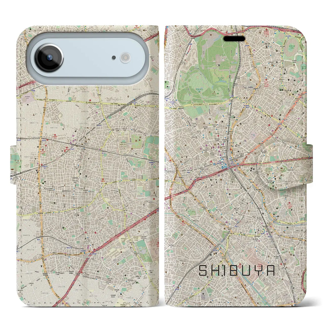 【渋谷(東京都)】地図柄iPhoneケース(手帳タイプ)ナチュラル・iPhone 17 Pro Max 用