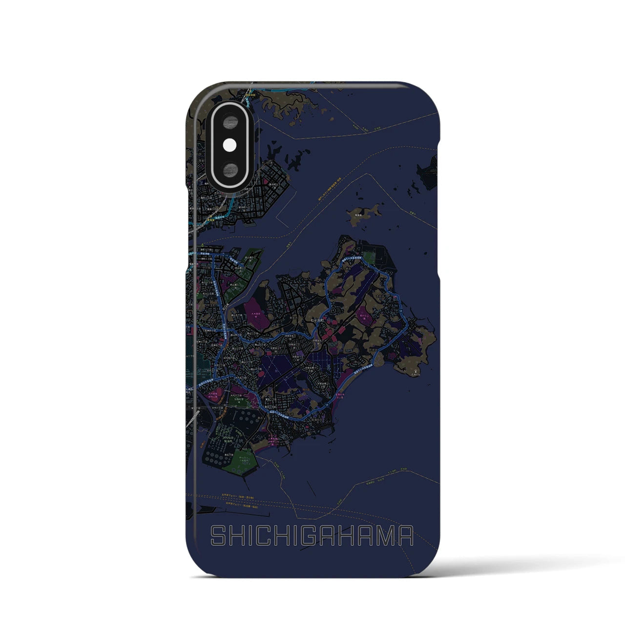 【七ヶ浜(宮城県)】地図柄iPhoneケース(バックカバータイプ)