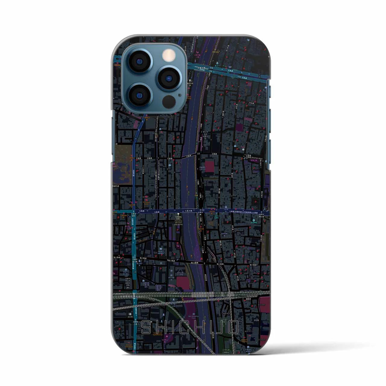 【七条(京都府)】地図柄iPhoneケース(バックカバータイプ)