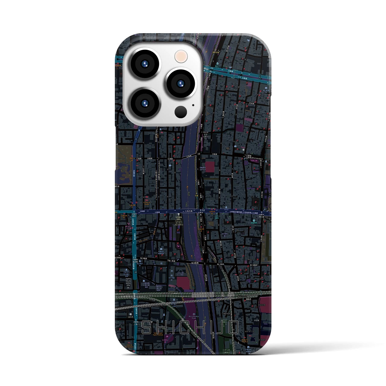 【七条(京都府)】地図柄iPhoneケース(バックカバータイプ)