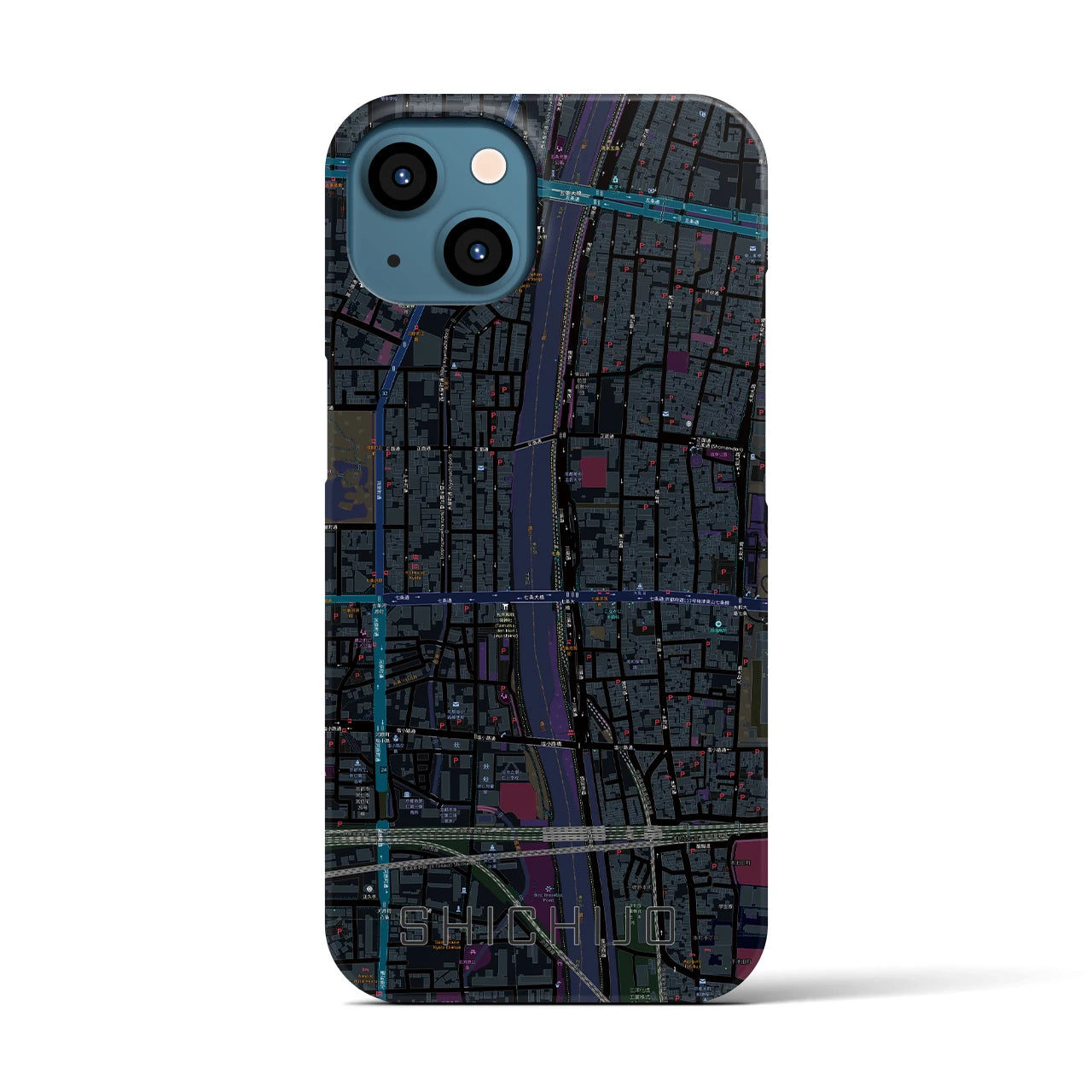 【七条(京都府)】地図柄iPhoneケース(バックカバータイプ)