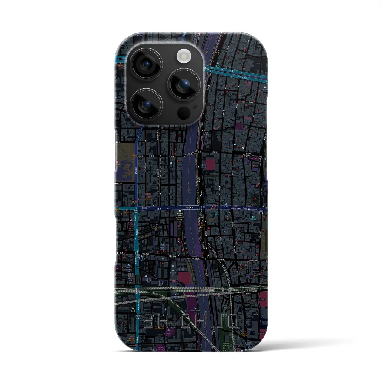 【七条(京都府)】地図柄iPhoneケース(バックカバータイプ)