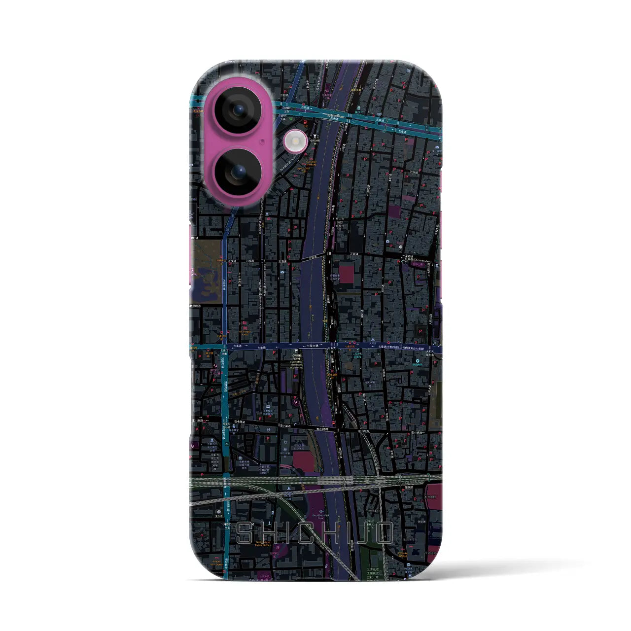 【七条(京都府)】地図柄iPhoneケース(バックカバータイプ)