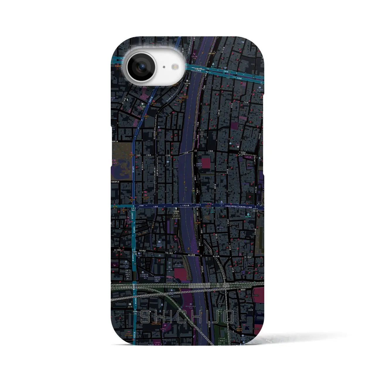 【七条(京都府)】地図柄iPhoneケース(バックカバータイプ)
