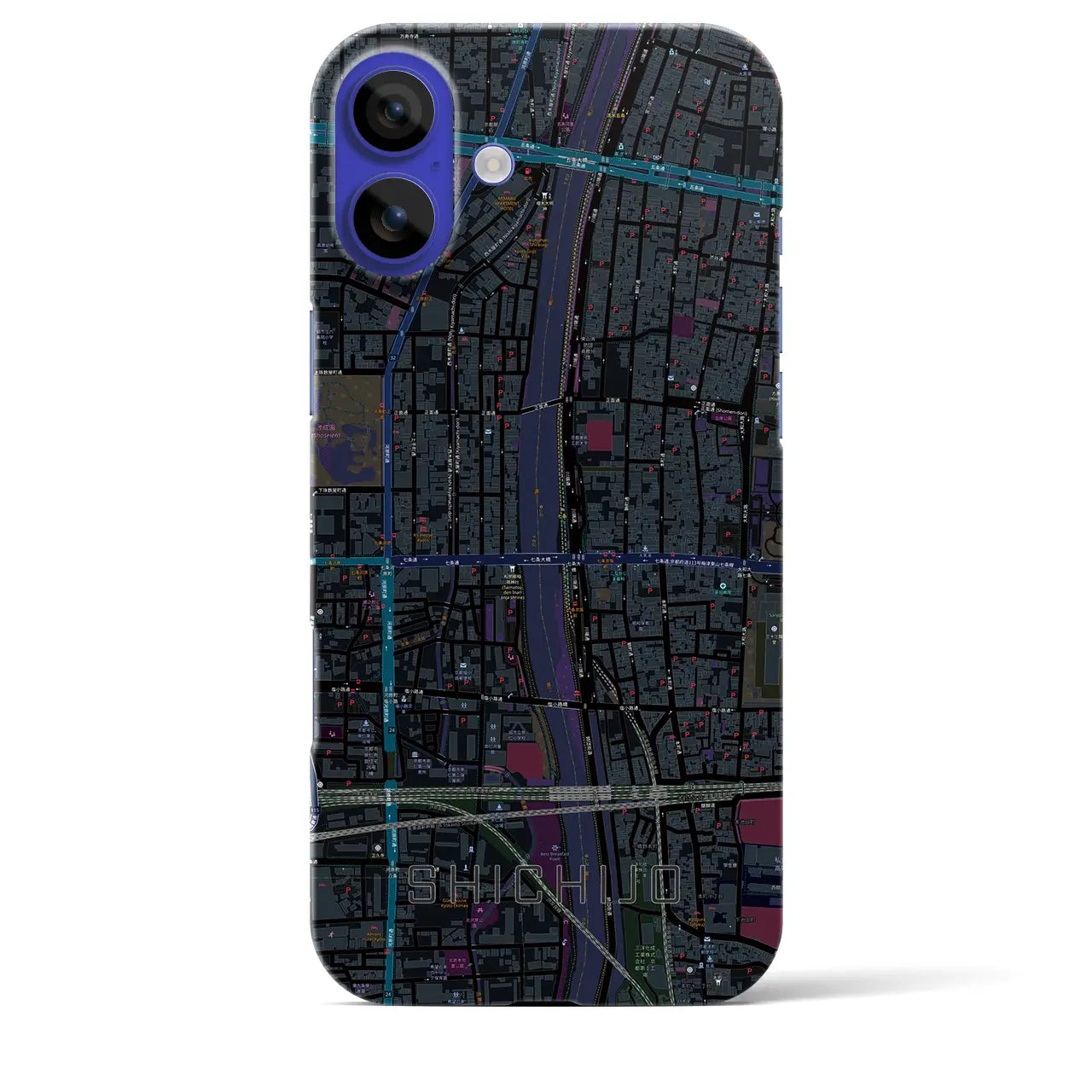 【七条(京都府)】地図柄iPhoneケース(バックカバータイプ)