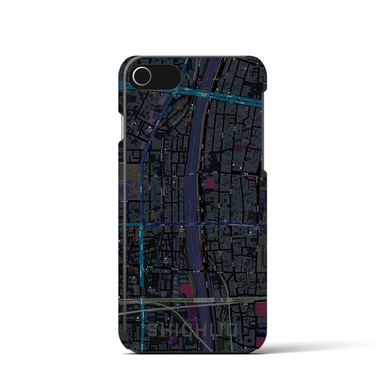 【七条(京都府)】地図柄iPhoneケース(バックカバータイプ)