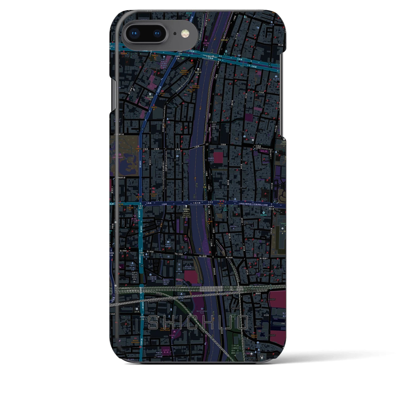 【七条(京都府)】地図柄iPhoneケース(バックカバータイプ)