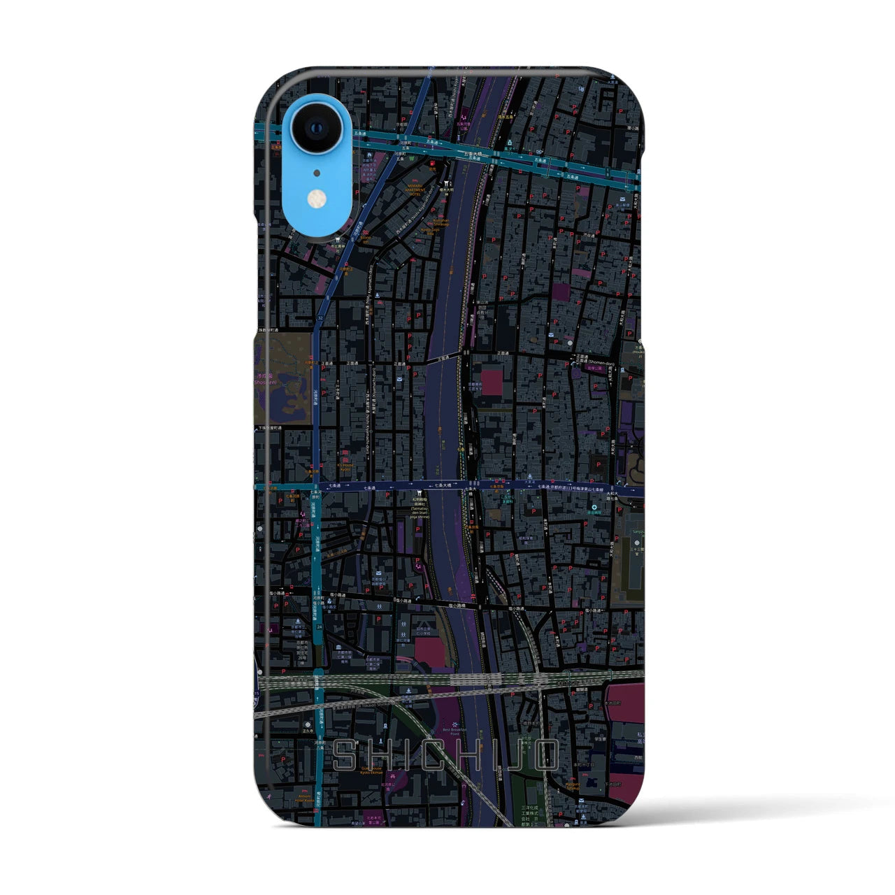 【七条(京都府)】地図柄iPhoneケース(バックカバータイプ)