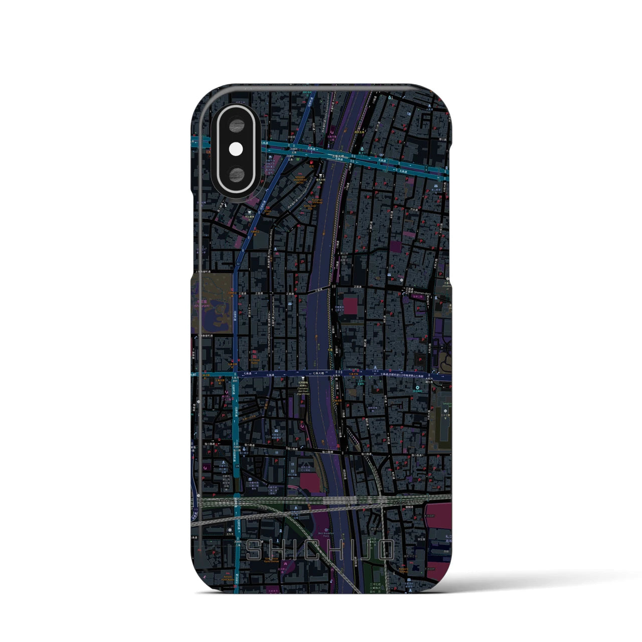 【七条(京都府)】地図柄iPhoneケース(バックカバータイプ)