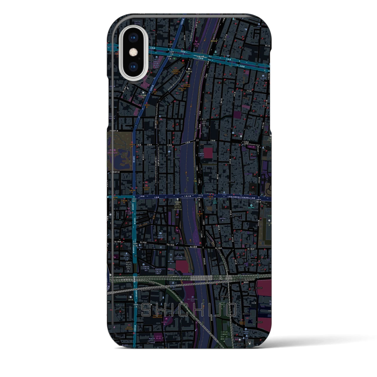 【七条(京都府)】地図柄iPhoneケース(バックカバータイプ)