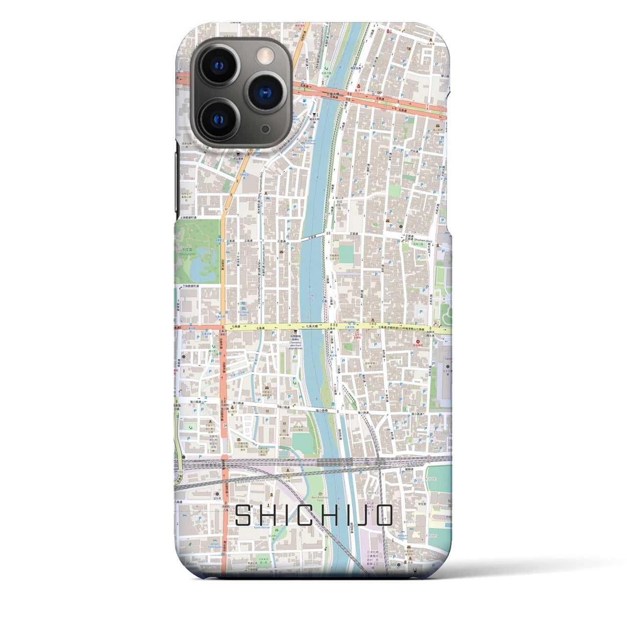 【七条(京都府)】地図柄iPhoneケース(バックカバータイプ)