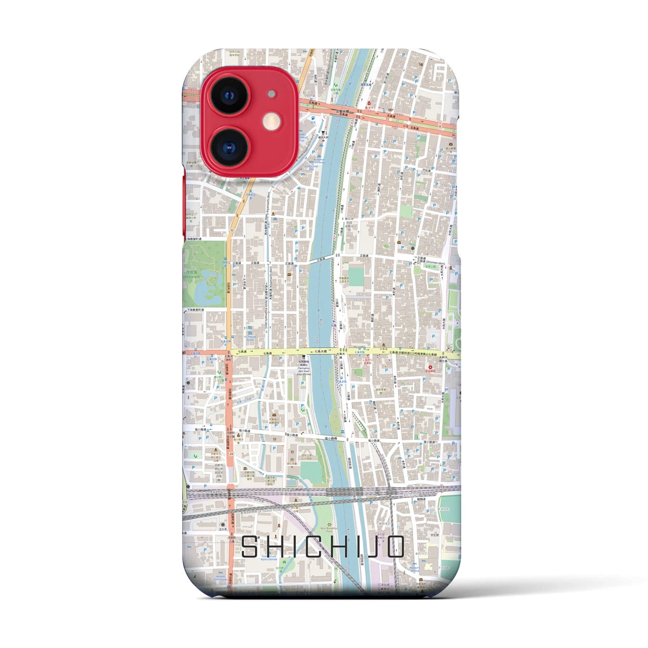 【七条(京都府)】地図柄iPhoneケース(バックカバータイプ)