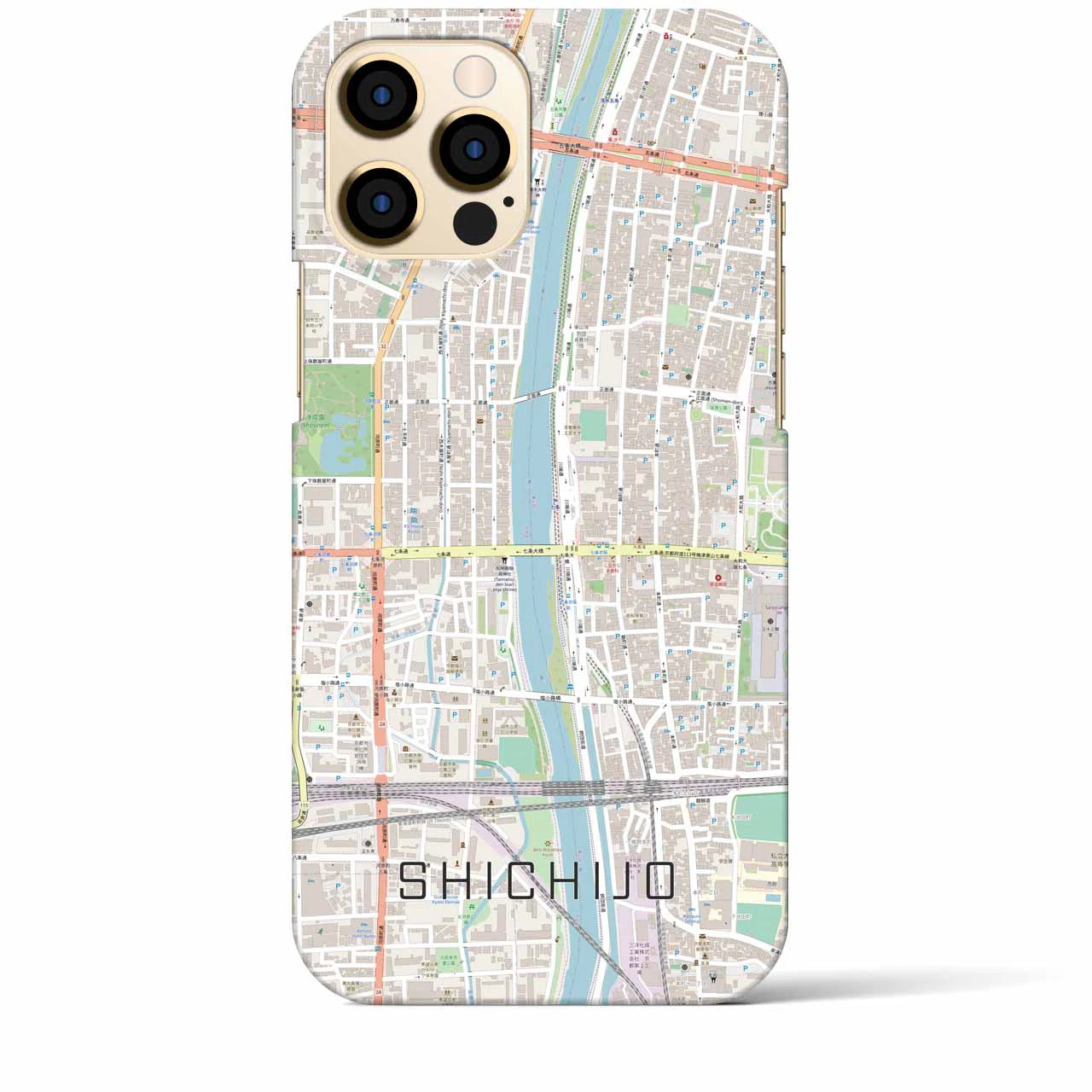 【七条(京都府)】地図柄iPhoneケース(バックカバータイプ)
