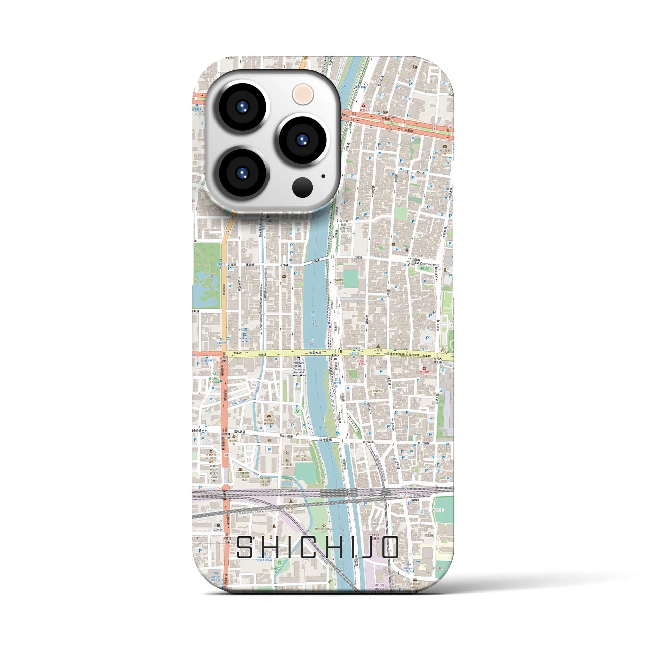 【七条(京都府)】地図柄iPhoneケース(バックカバータイプ)