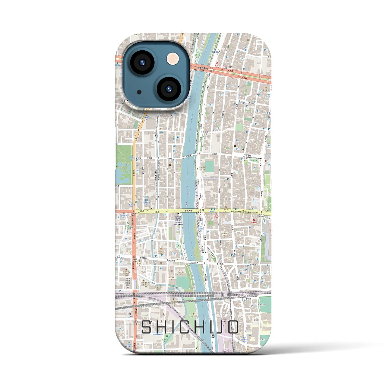 【七条(京都府)】地図柄iPhoneケース(バックカバータイプ)