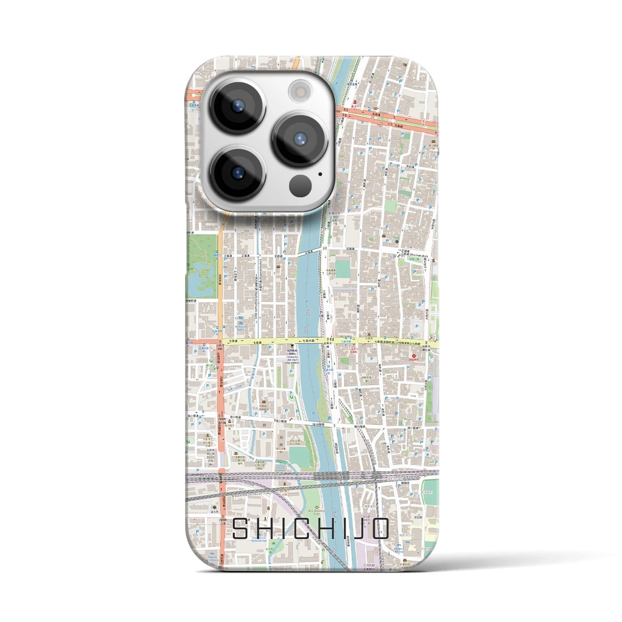 【七条(京都府)】地図柄iPhoneケース(バックカバータイプ)