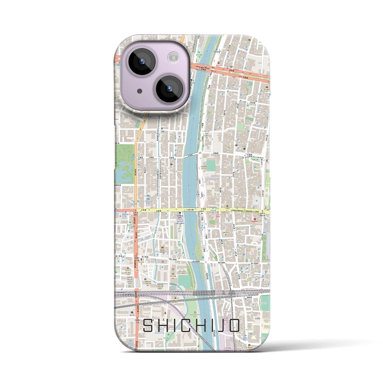 【七条(京都府)】地図柄iPhoneケース(バックカバータイプ)