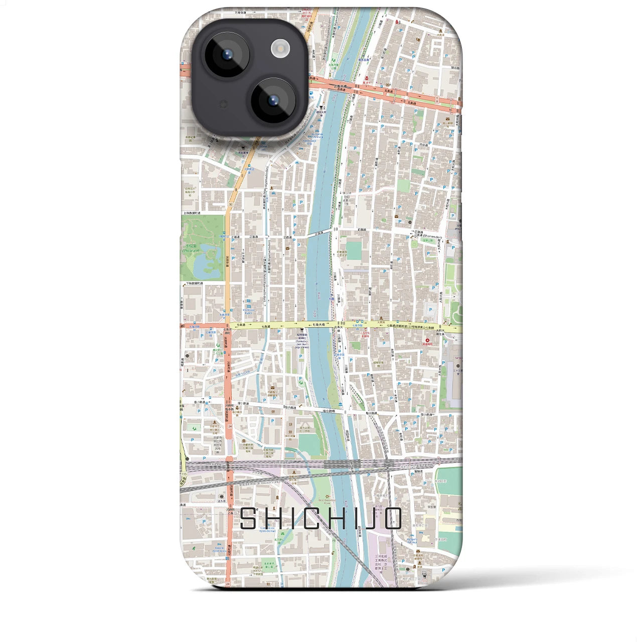 【七条(京都府)】地図柄iPhoneケース(バックカバータイプ)