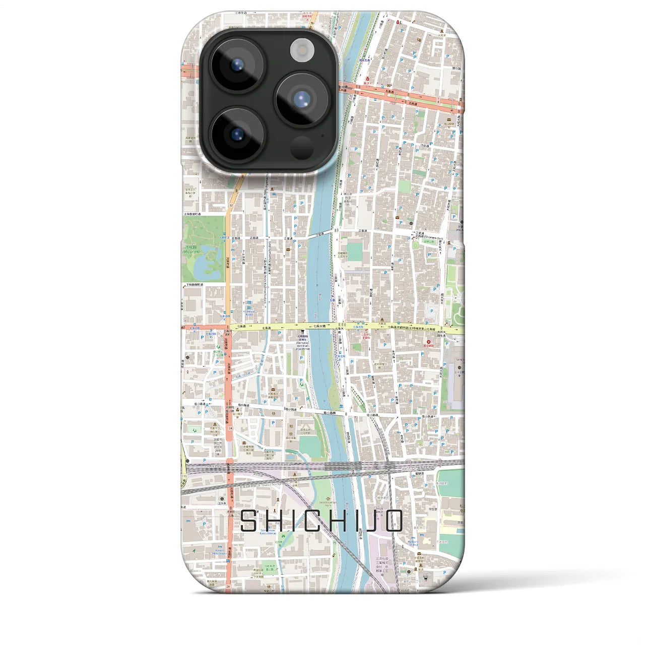 【七条(京都府)】地図柄iPhoneケース(バックカバータイプ)