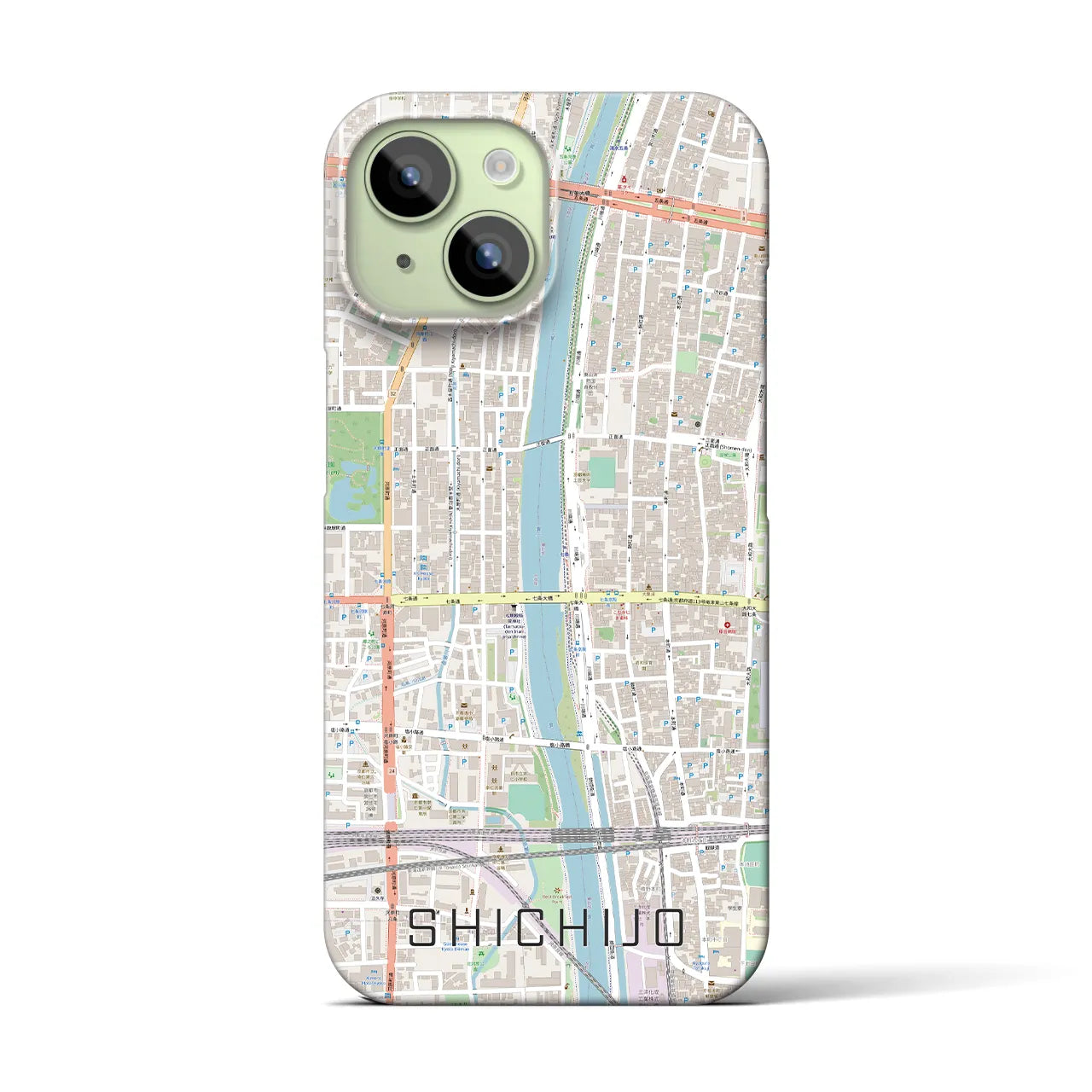 【七条(京都府)】地図柄iPhoneケース(バックカバータイプ)