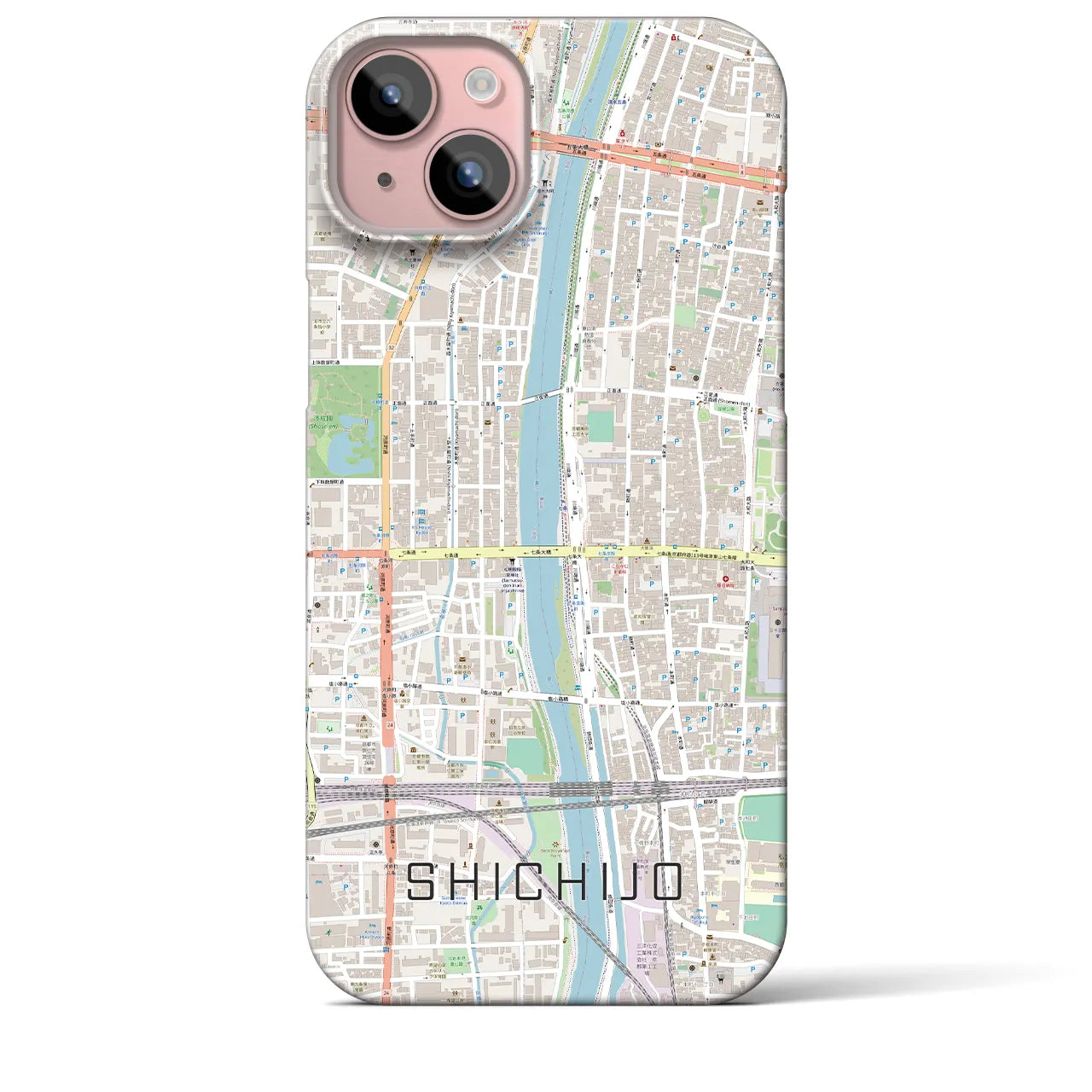 【七条(京都府)】地図柄iPhoneケース(バックカバータイプ)