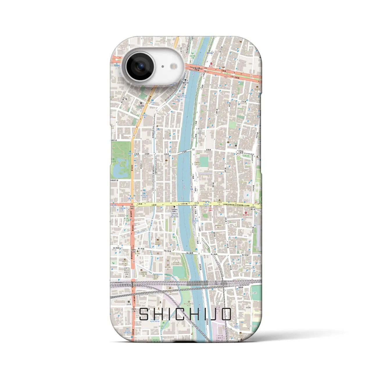 【七条(京都府)】地図柄iPhoneケース(バックカバータイプ)