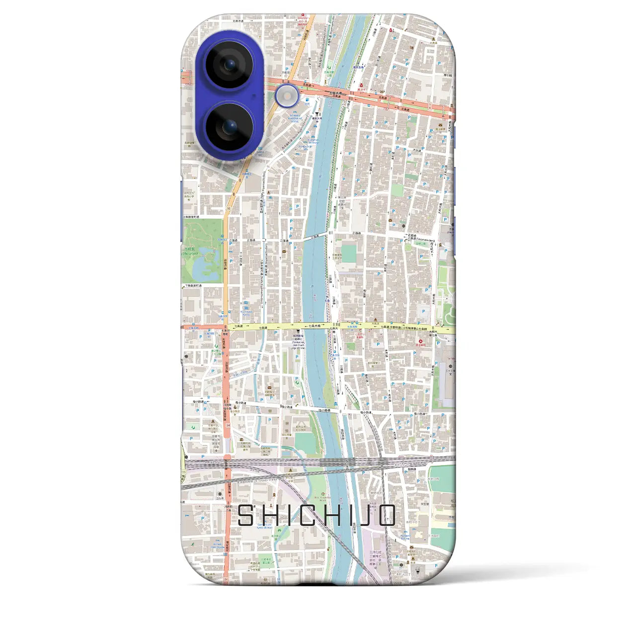 【七条(京都府)】地図柄iPhoneケース(バックカバータイプ)ナチュラル・iPhone 16 Pro Max 用