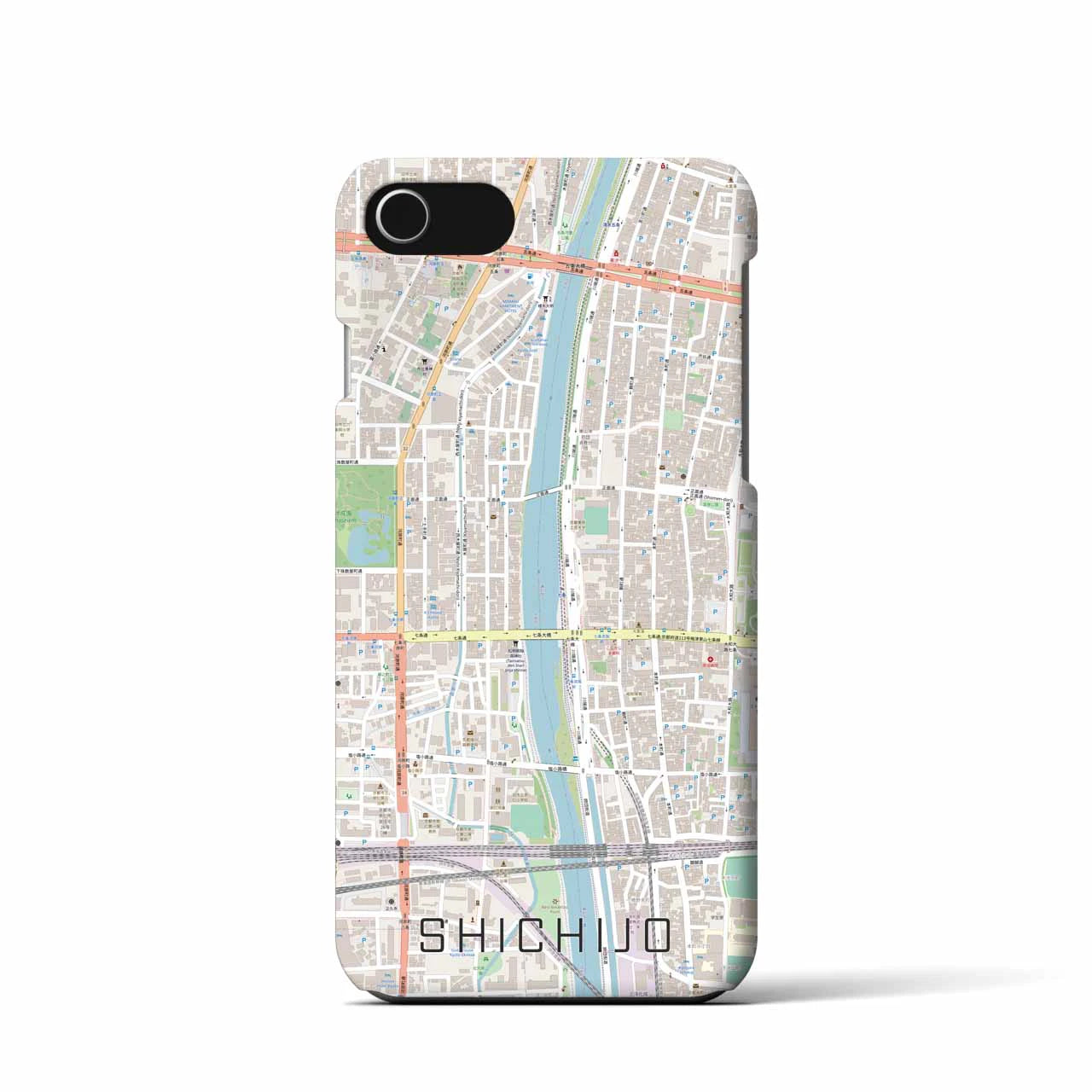 【七条(京都府)】地図柄iPhoneケース(バックカバータイプ)